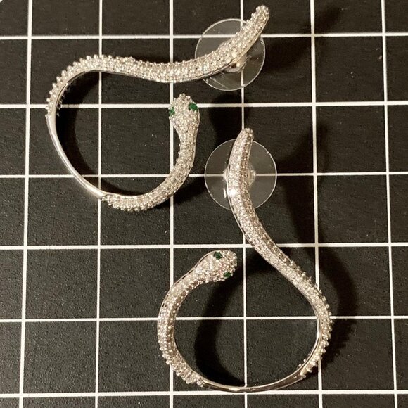 Silver Snake Dangle Earrings - Picture 4 of 7